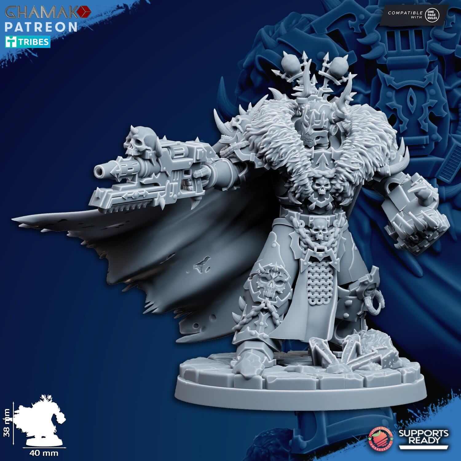 3D Resin Miniature Traitor Lord Ghamak Miniatures in premium grey resin, 70 mm height, perfect for D&D and TTRPG.