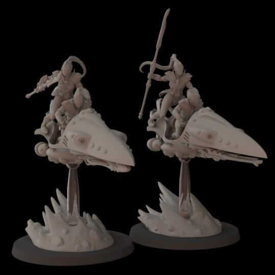 Aeterni Battledancers on Graviton Bike - Aeldari Skyrunner Proxy - Fantasy Cult Miniatures