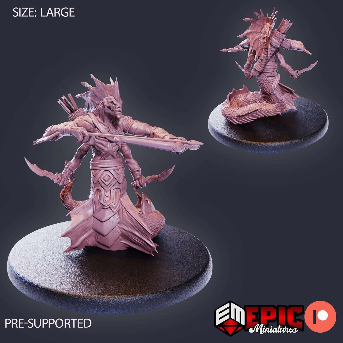 Marsh Naga Warrior - Epic Miniatures - Dungeons and Dragons