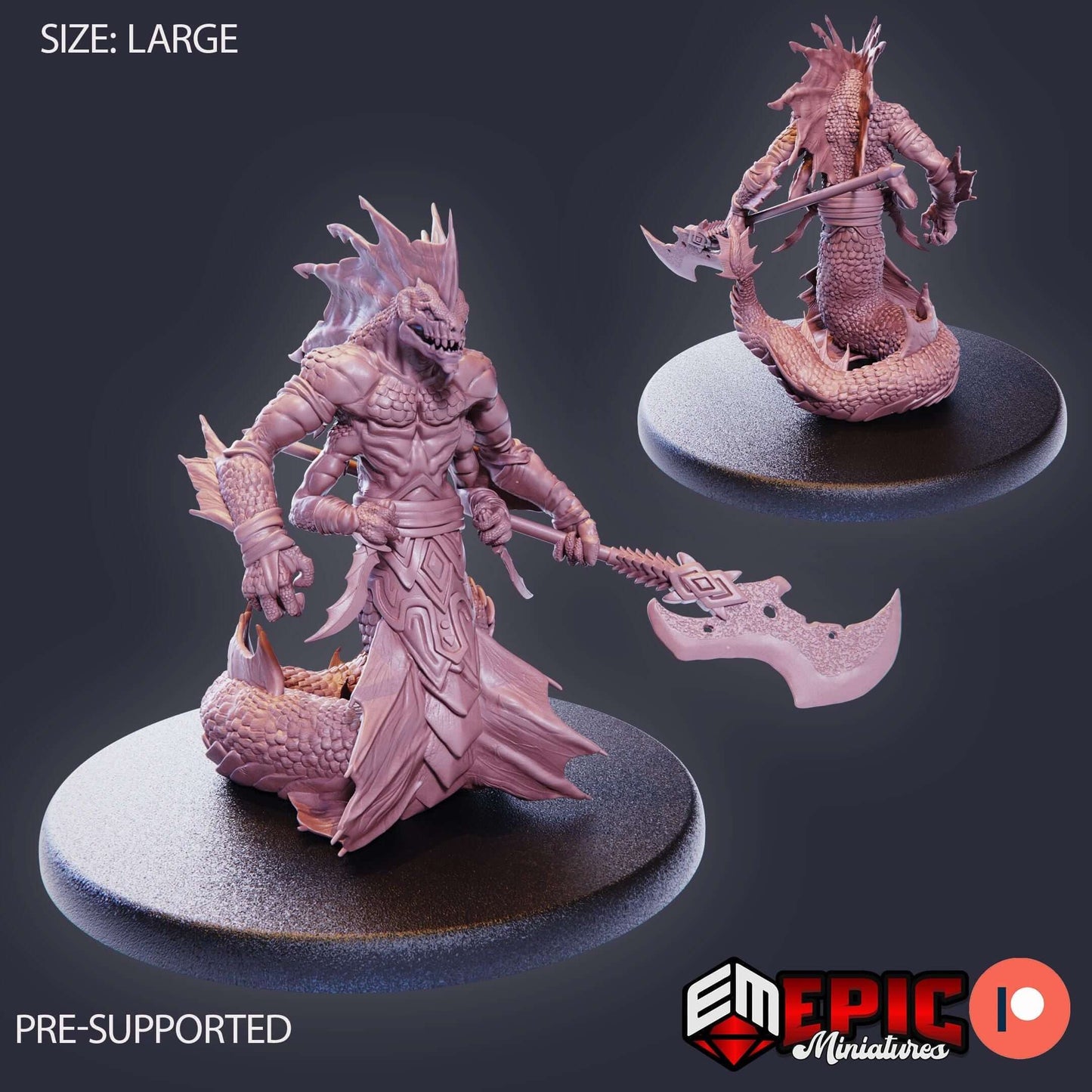 Marsh Naga Warrior - Epic Miniatures - Dungeons and Dragons
