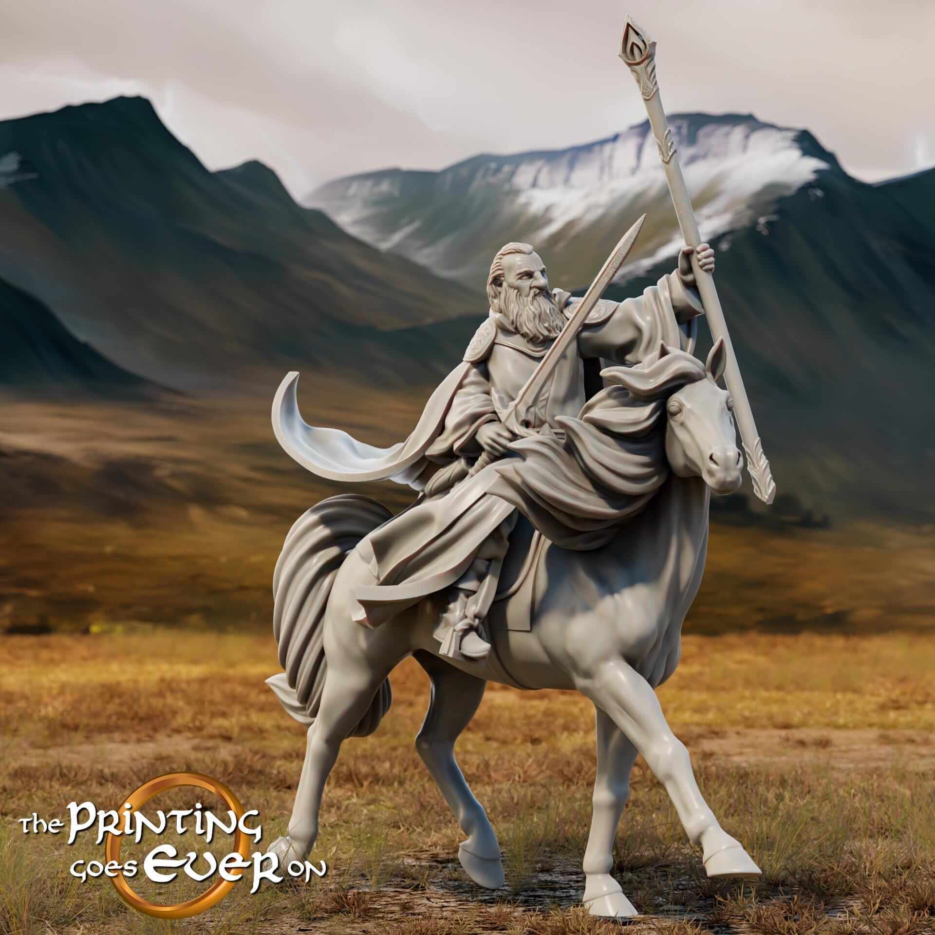 Gollnir the Wise foot and mounted - Last Stand - Printing Goes Ever On