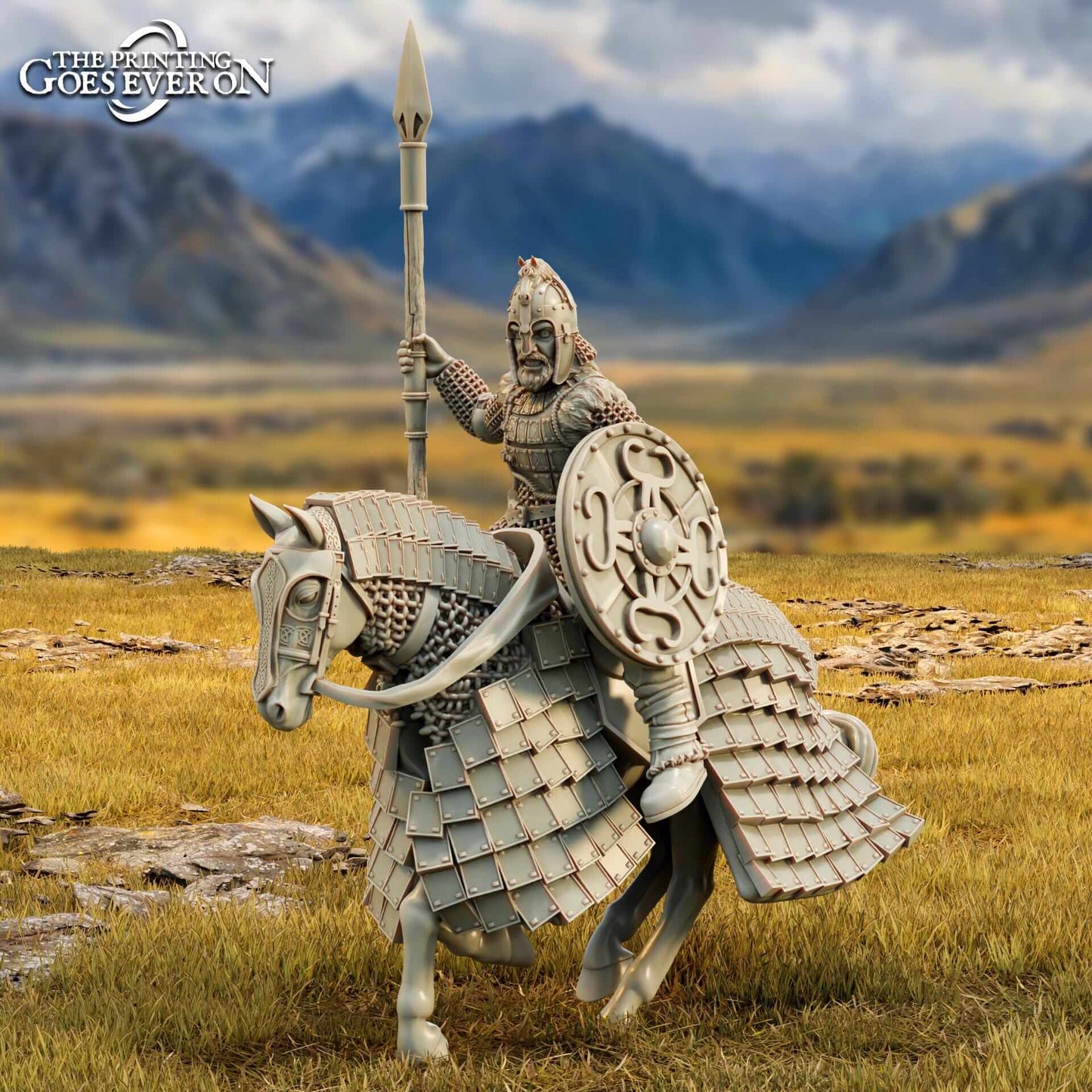Eowar the Bold on foot and mounted -Tales of the Wind and Saddle - Printing Goes Ever On