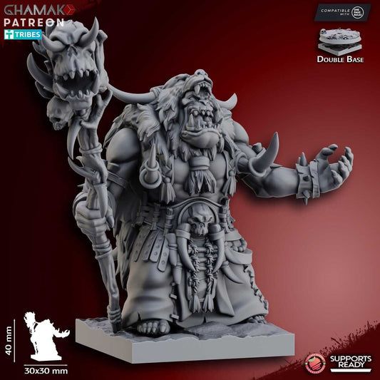 Grey Waste Orc Shaman on Foot - Ghamak Miniatures