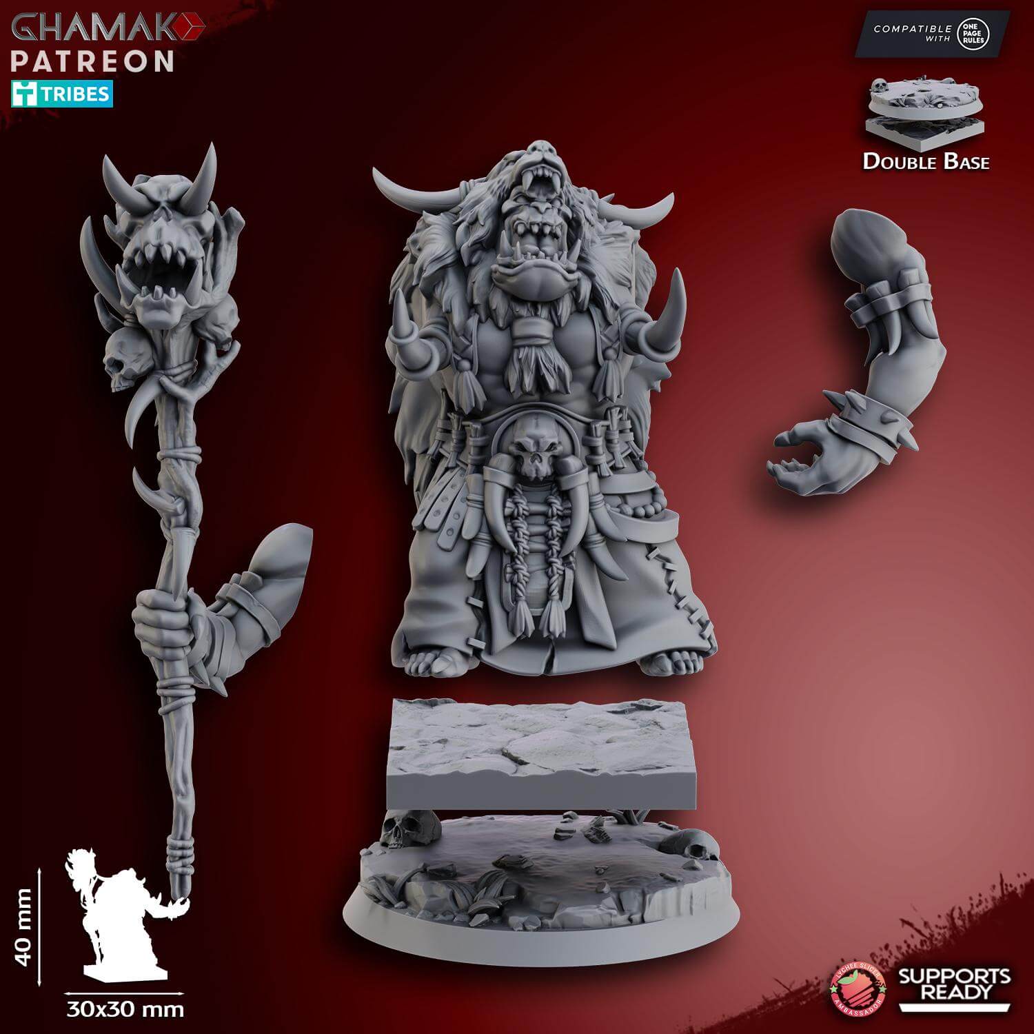 Grey Waste Orc Shaman on Foot - Ghamak Miniatures
