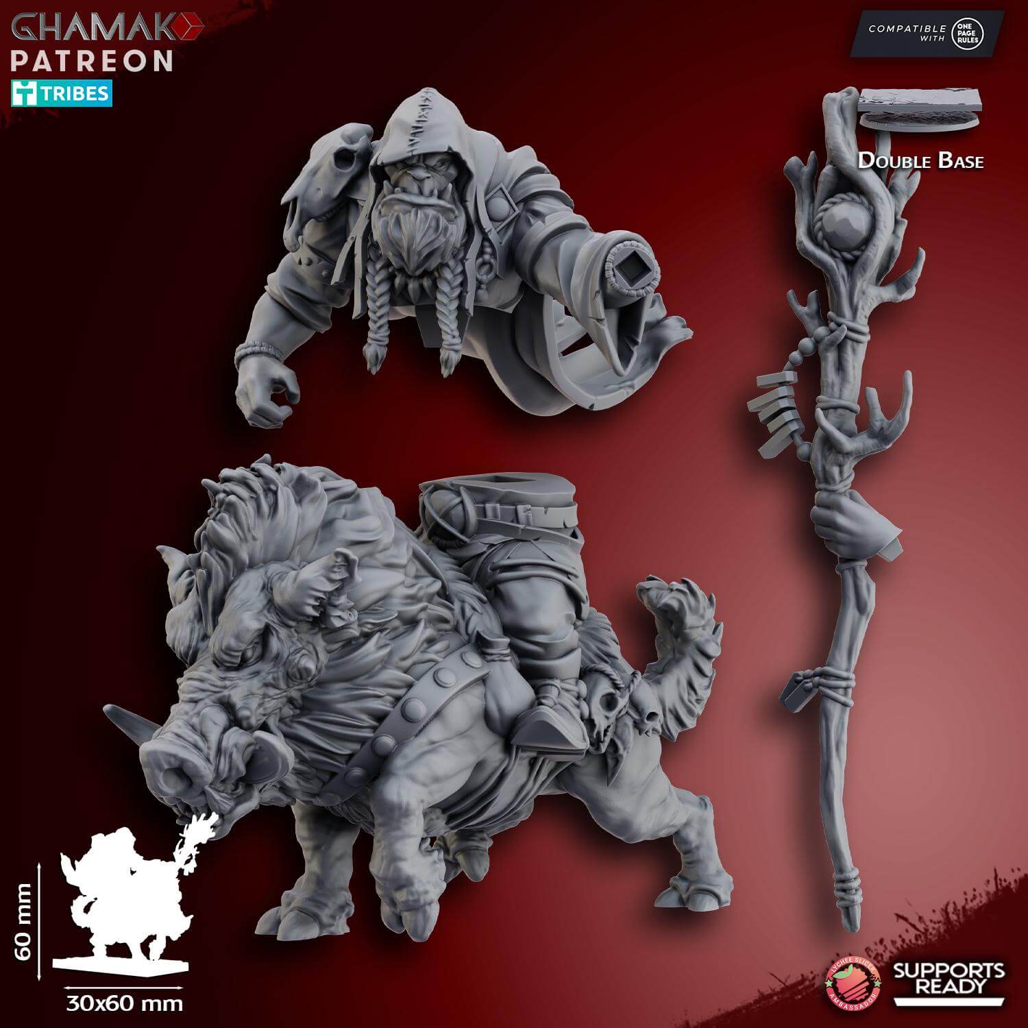 Orc Shaman on Boar - Ghamak Miniatures