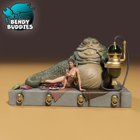Princess Leia and Jabba Sail barge - Collectible Fanart Statue - Bendy Buddies