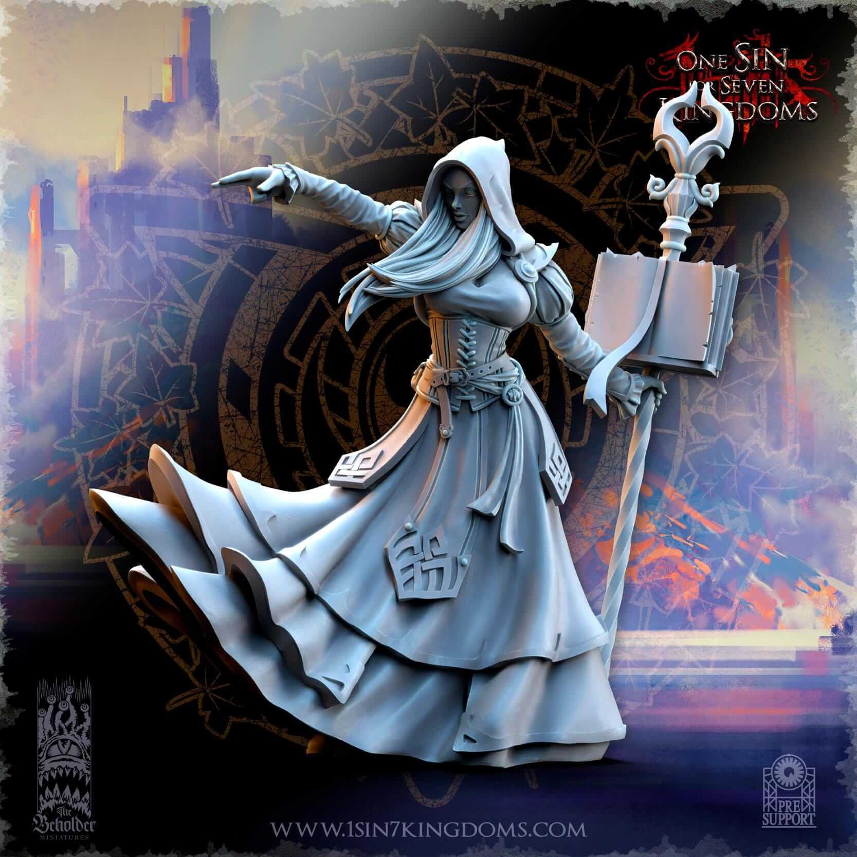 Kythaela Elven Wizardress - One Sin for Seven Kingdoms - Beholder Miniatures