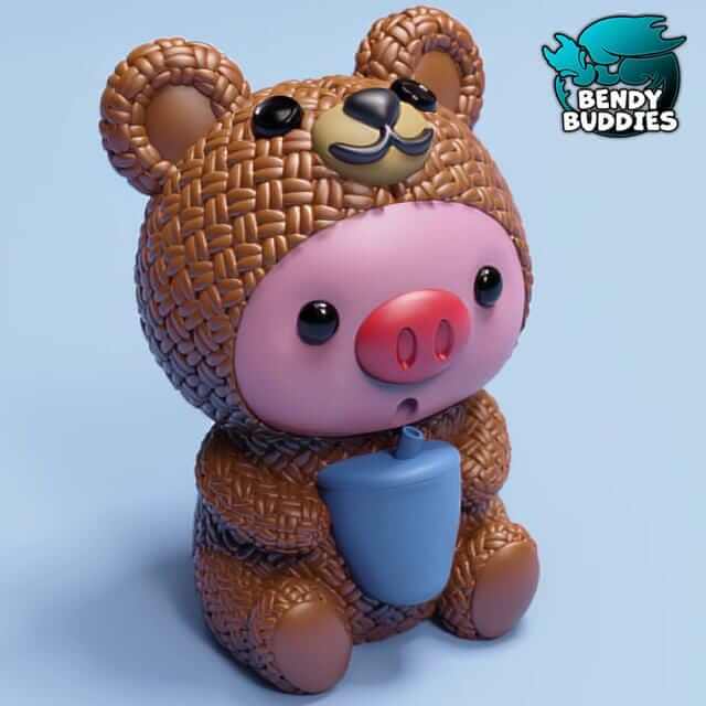 Baby Pig in Costume - Articulated fidget - Pig Flexi Toy