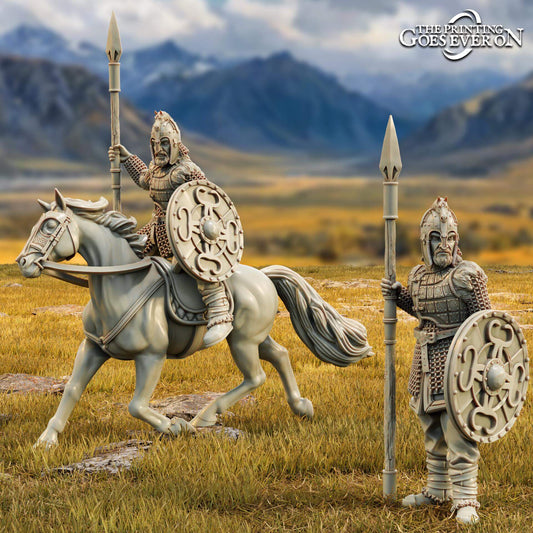 Eowar the Bold on foot and mounted -Tales of the Wind and Saddle - Printing Goes Ever On