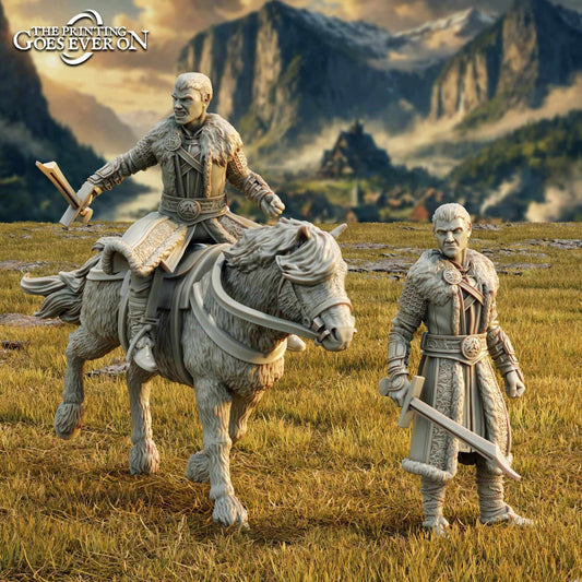 General Thargan on foot and mounted -Tales of the Wind and Saddle - Printing Goes Ever On