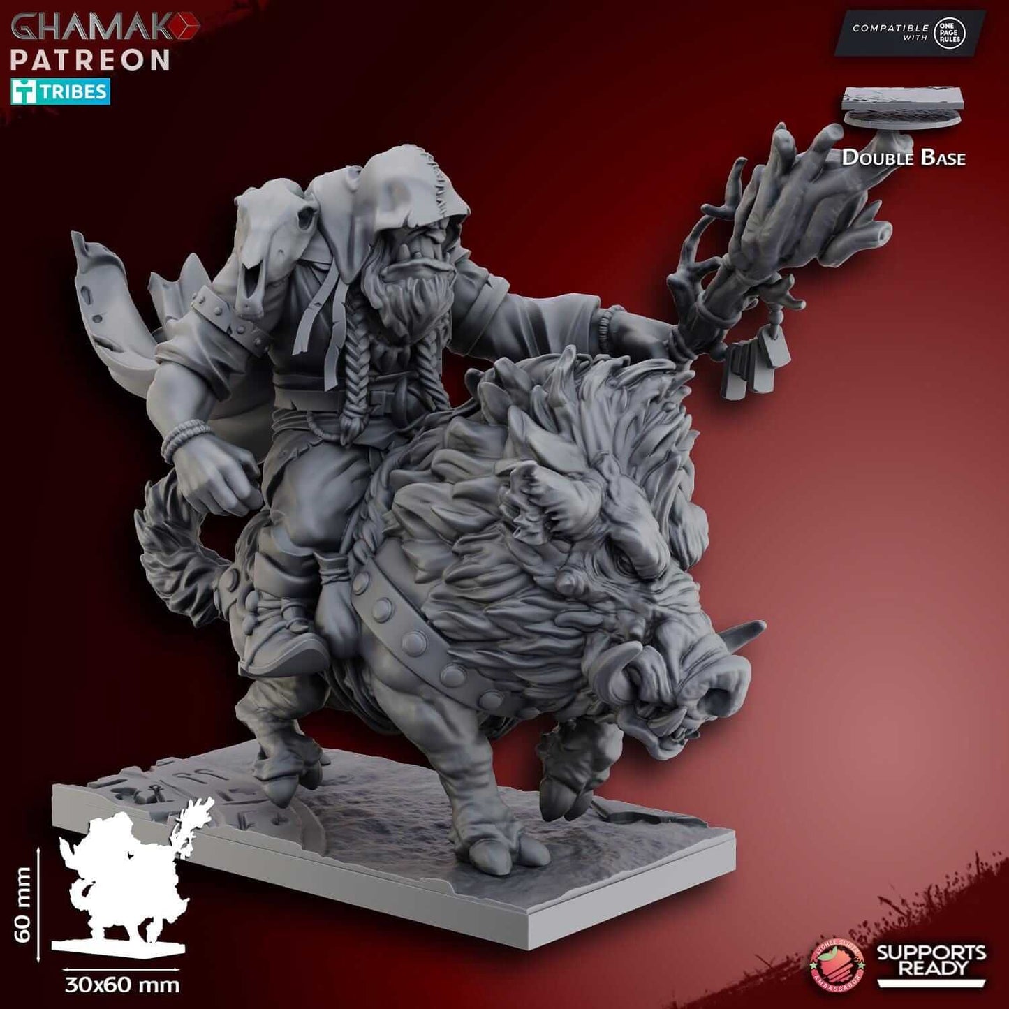 Orc Shaman on Boar - Ghamak Miniatures