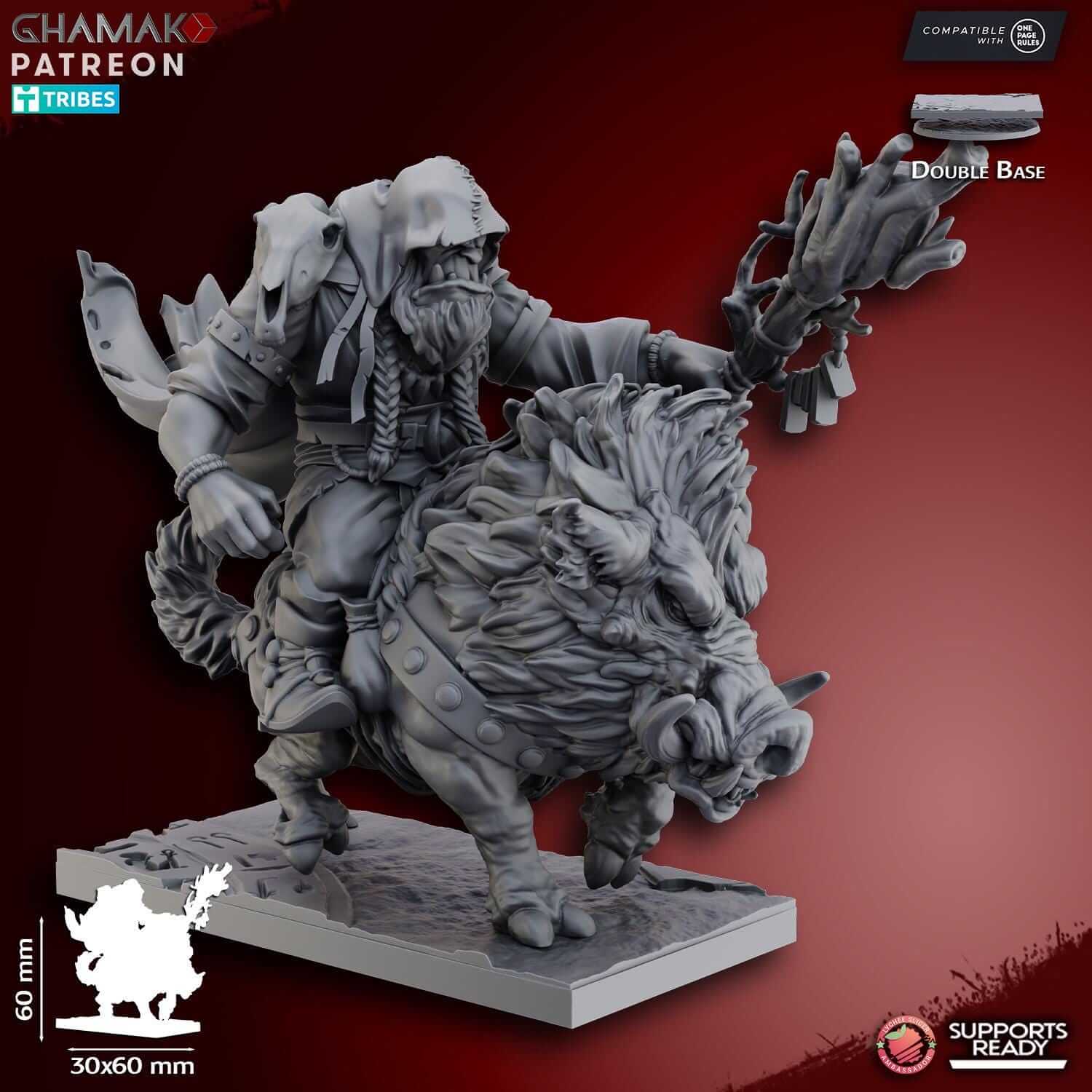 Orc Shaman on Boar - Ghamak Miniatures