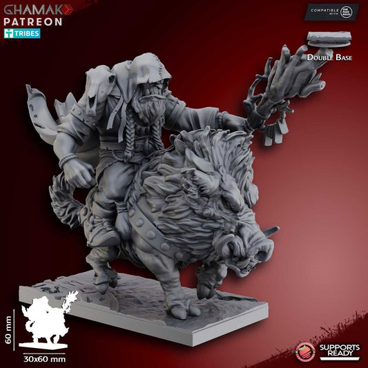 Orc Shaman on Boar - Ghamak Miniatures