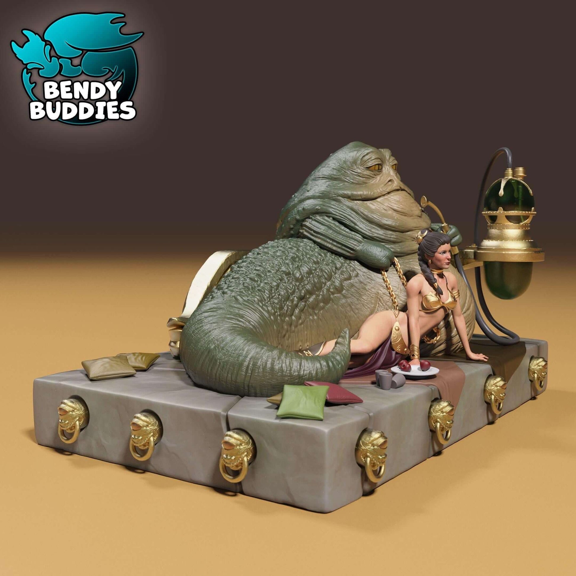 Princess Leia and Jabba Sail barge - Collectible Fanart Statue - Bendy Buddies
