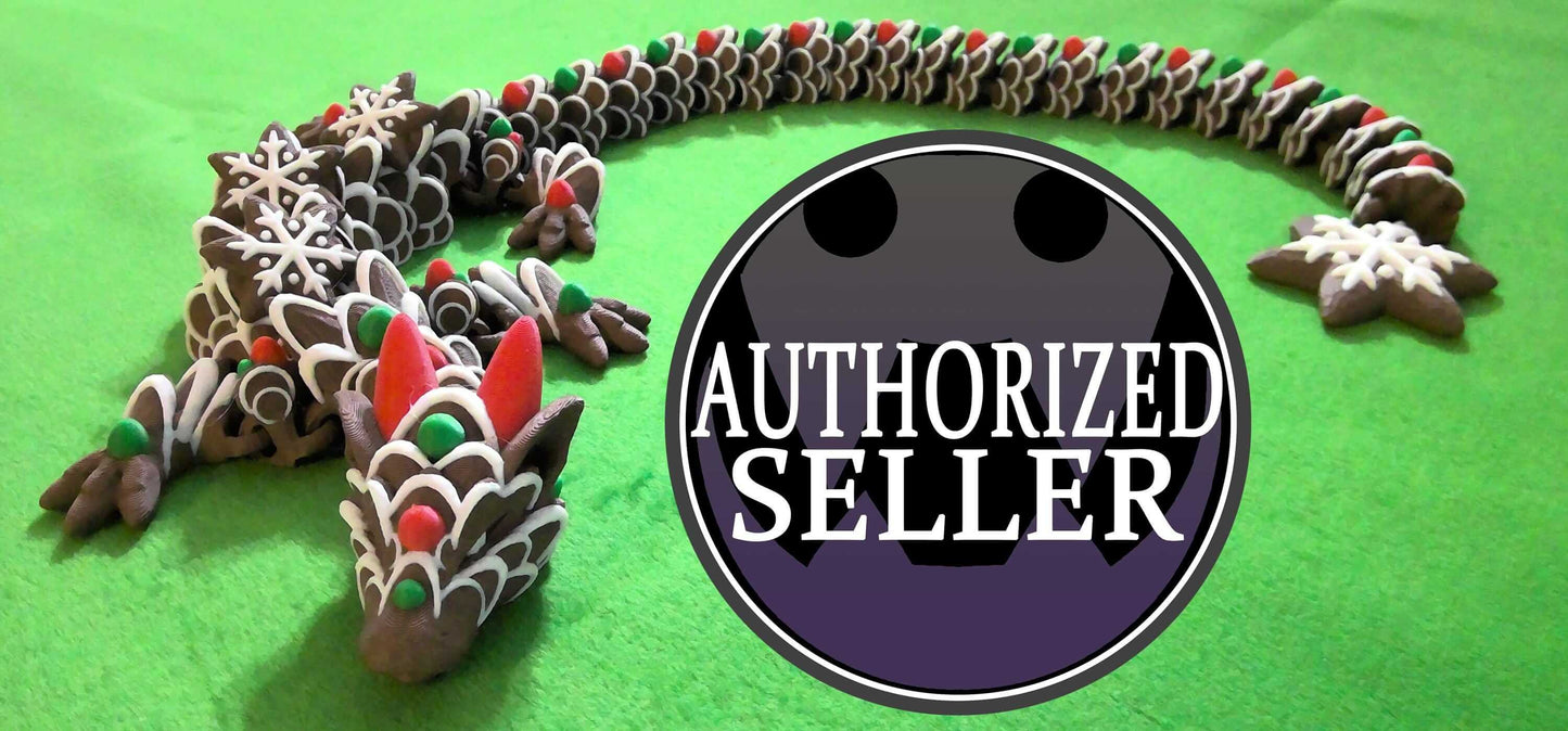 Gingerbread Dragon - Articulated fidget - Dragon Flexi Toy - Designed by Cinderwing 3D