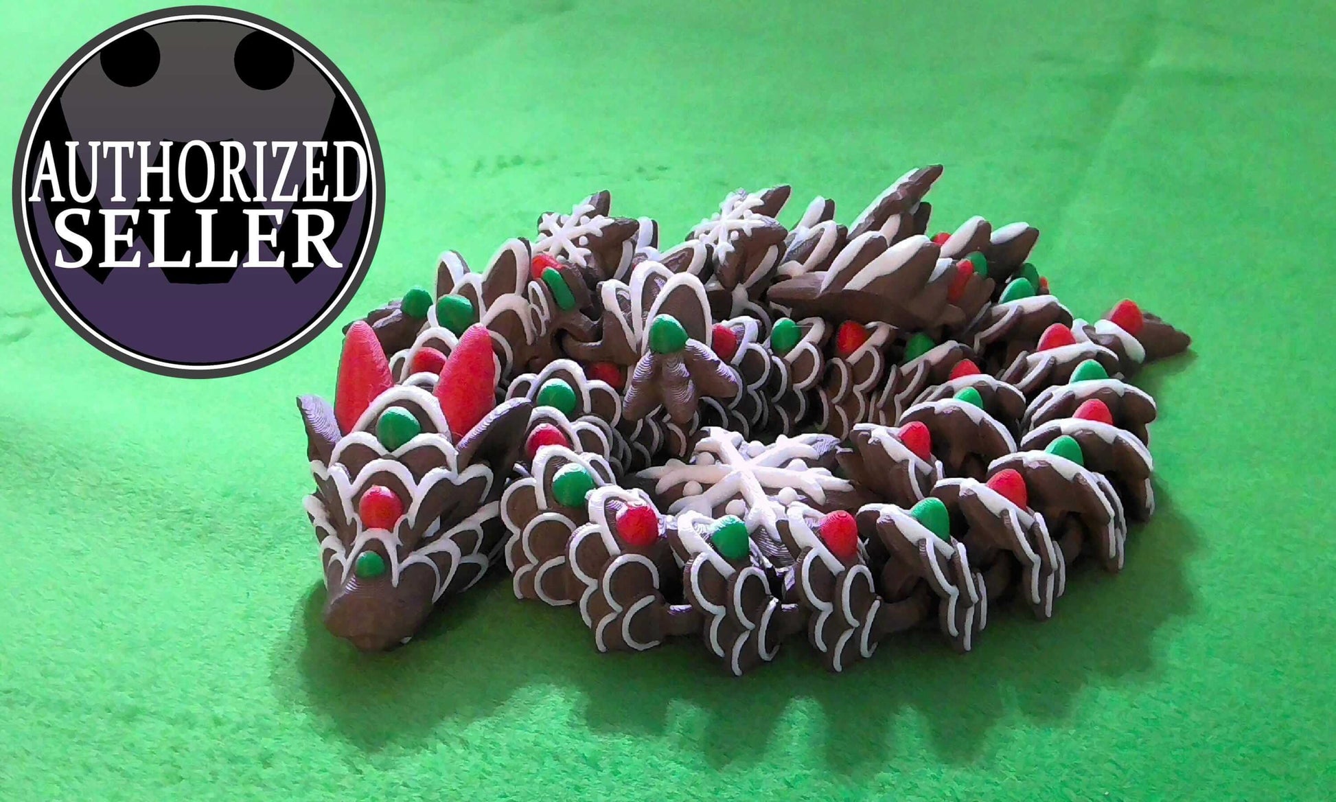 Gingerbread Dragon - Articulated fidget - Dragon Flexi Toy - Designed by Cinderwing 3D