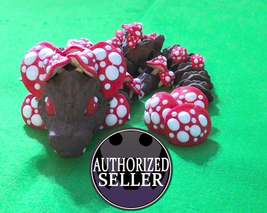 Baby Mushroom Dragon - Articulated fidget - Dragon Flexi Toy - Designed by Cinderwing 3D