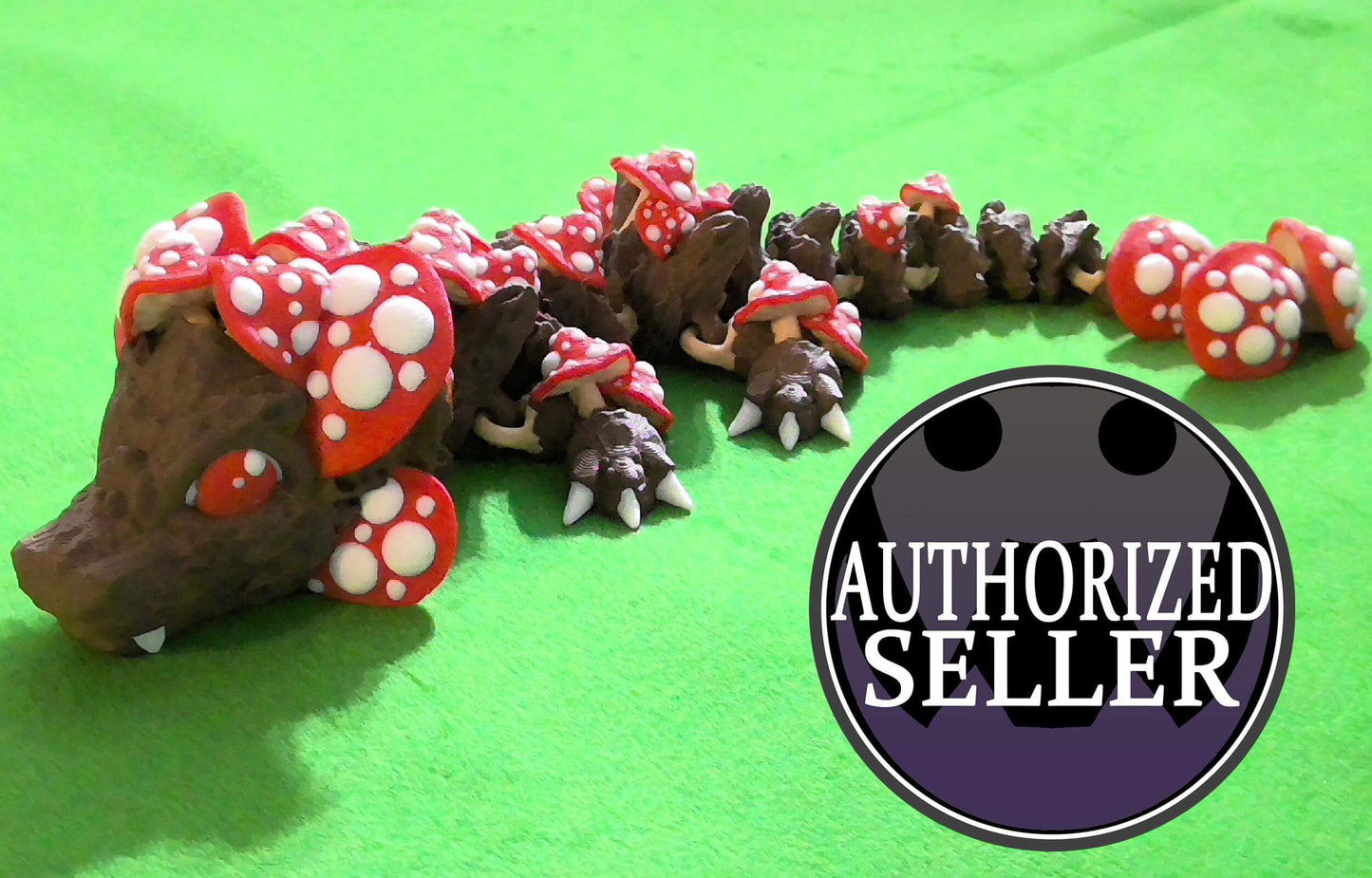 Baby Mushroom Dragon - Articulated fidget - Dragon Flexi Toy - Designed by Cinderwing 3D