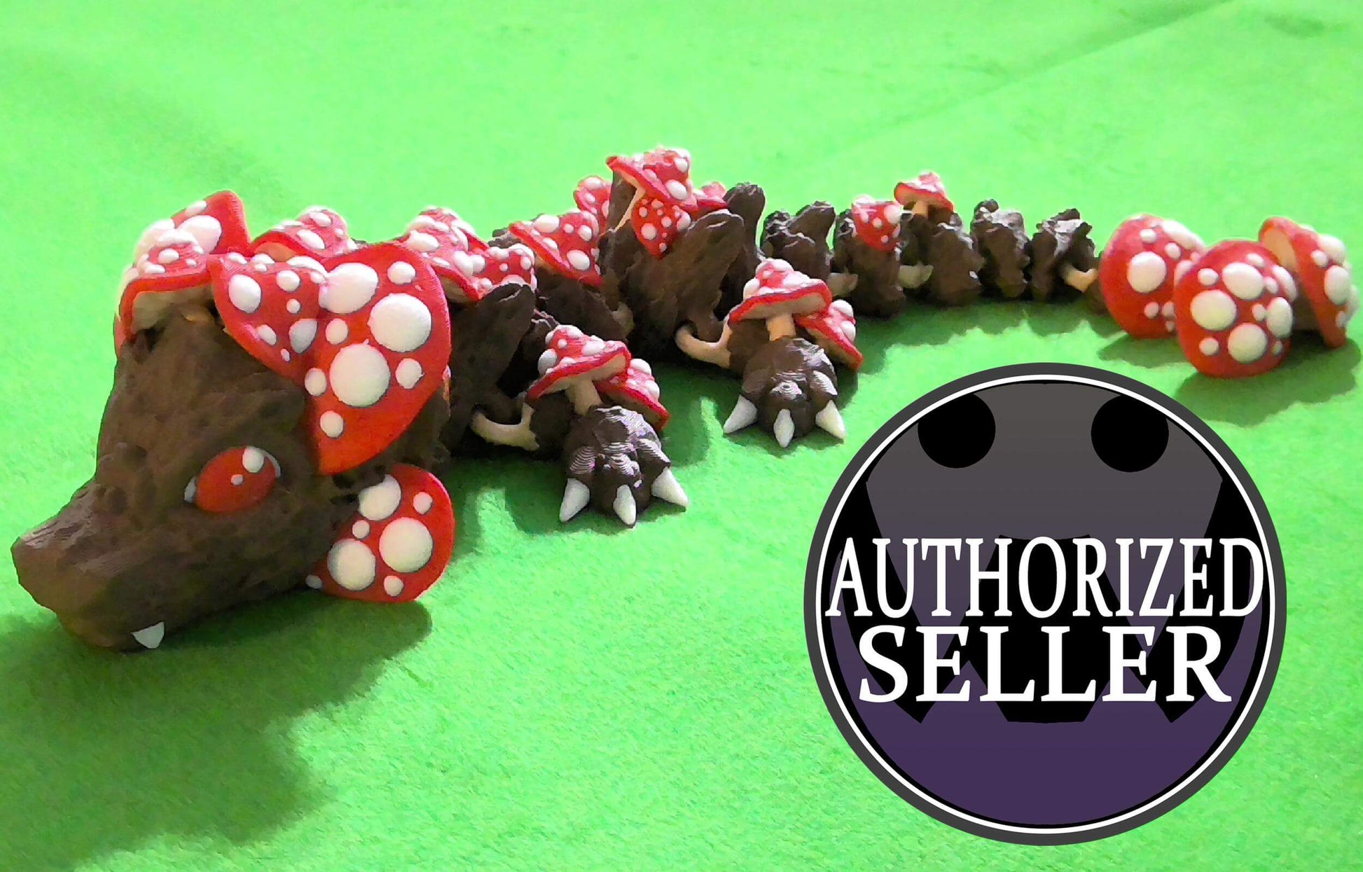 Baby Mushroom Dragon - Articulated fidget - Dragon Flexi Toy - Designed by Cinderwing 3D