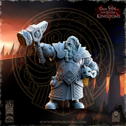 Dwarf Hero Olgrendrim - Silvermoor Elves - One Sin for Seven Kingdoms - Beholder Miniatures