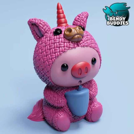 Baby Pig in Costume - Articulated fidget - Pig Flexi Toy