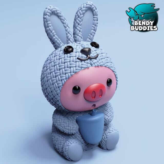 Baby Pig in Costume - Articulated fidget - Pig Flexi Toy