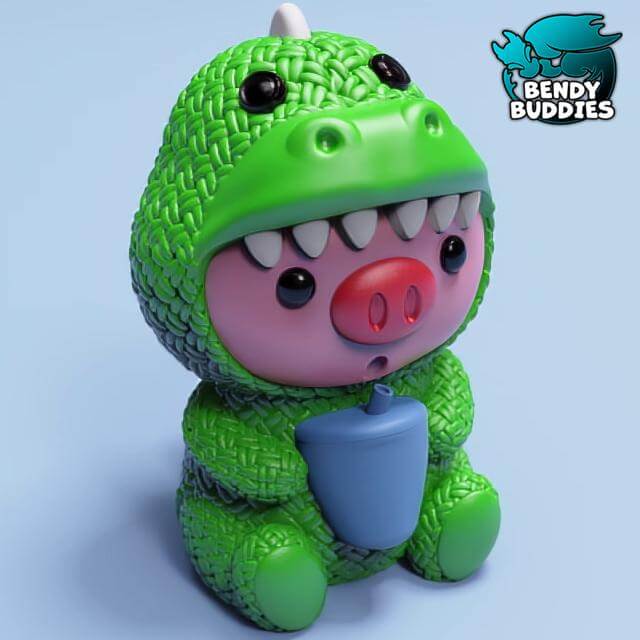 Baby Pig in Costume - Articulated fidget - Pig Flexi Toy