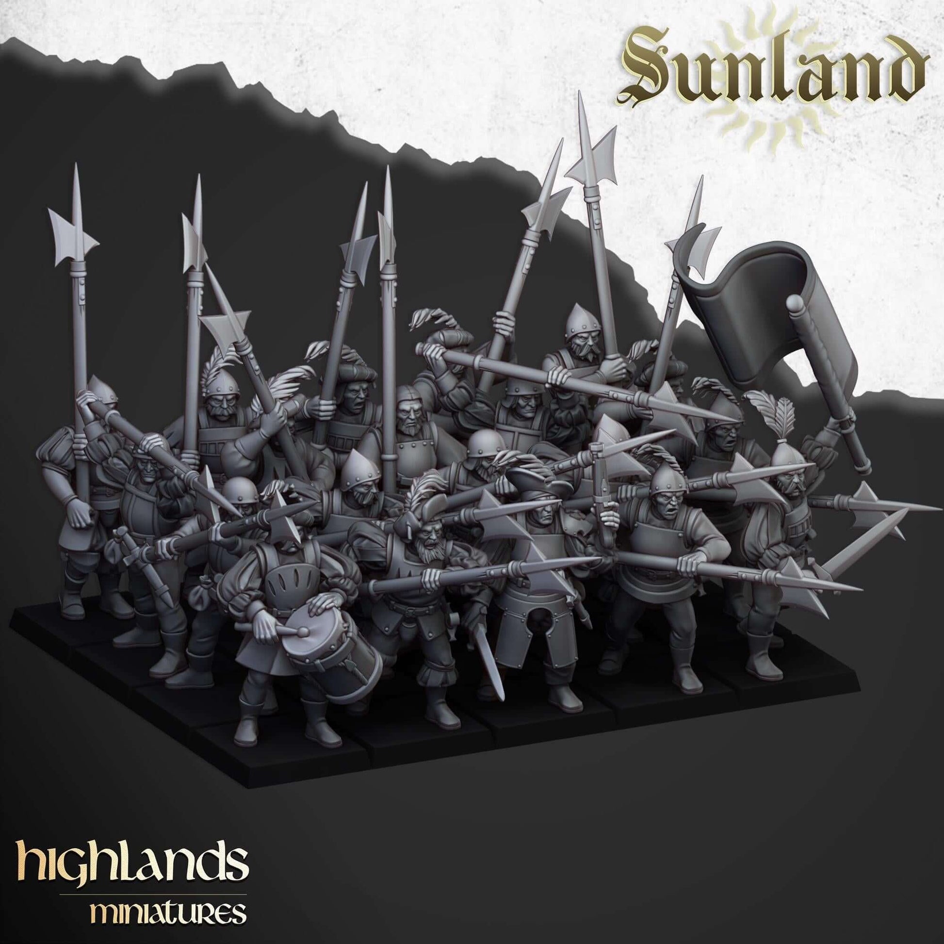 Sunland State Troops Halberdiers - Highlands Miniatures