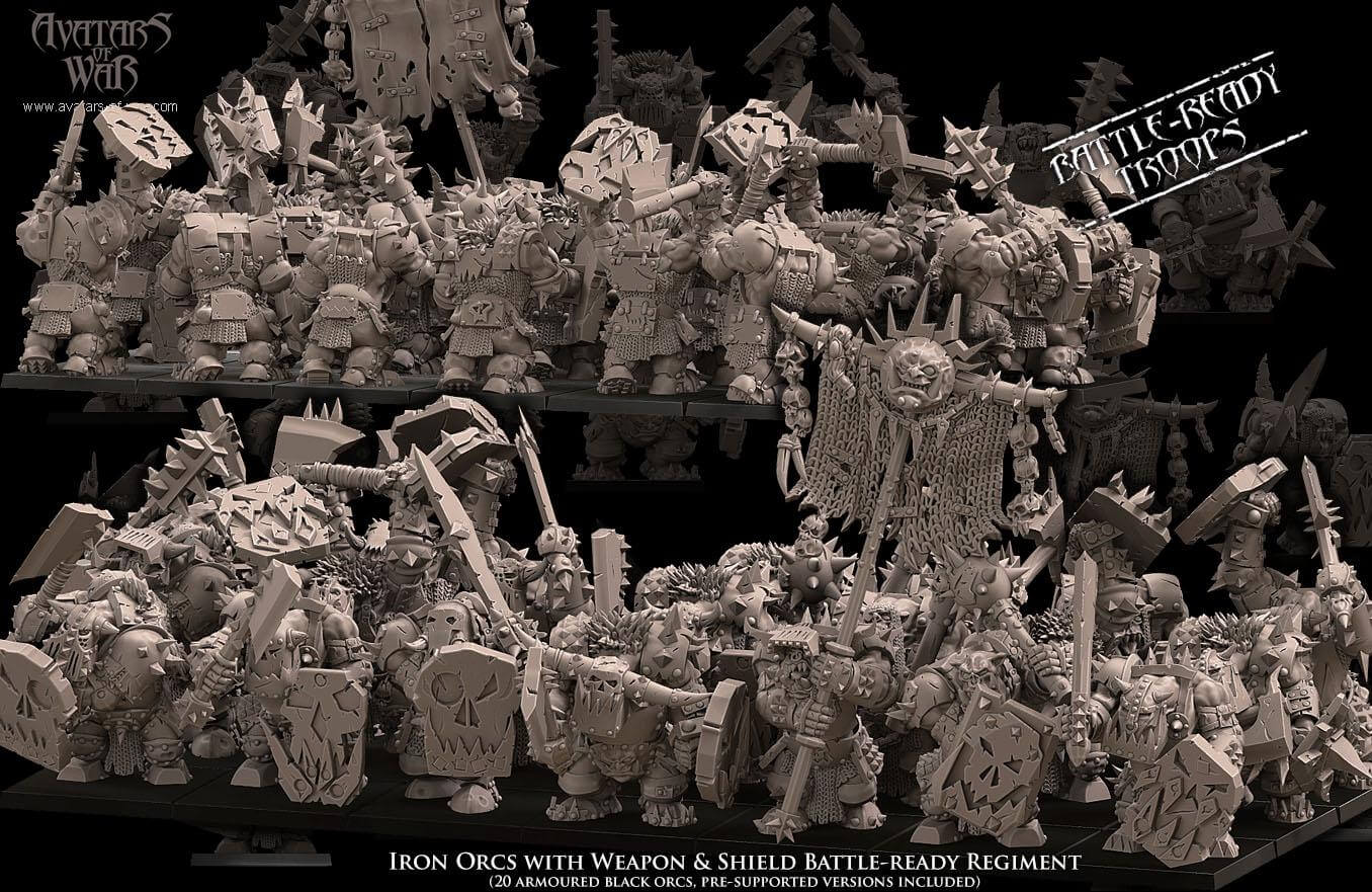Iron Orcs with Weapon and Shield Regiment - Avatars of War