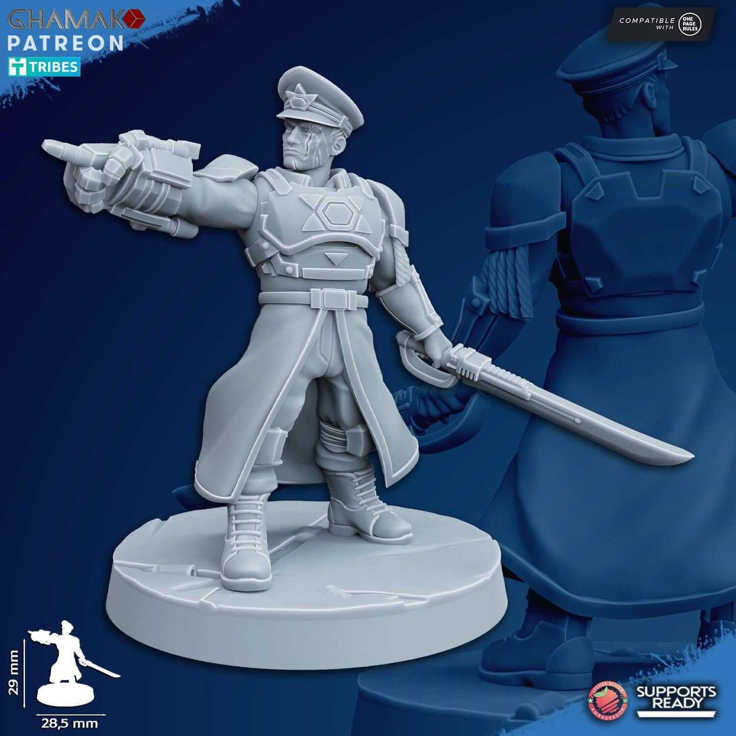 Freedom Guard Commissar - Imperial Guard Proxy - Ghamak Miniatures
