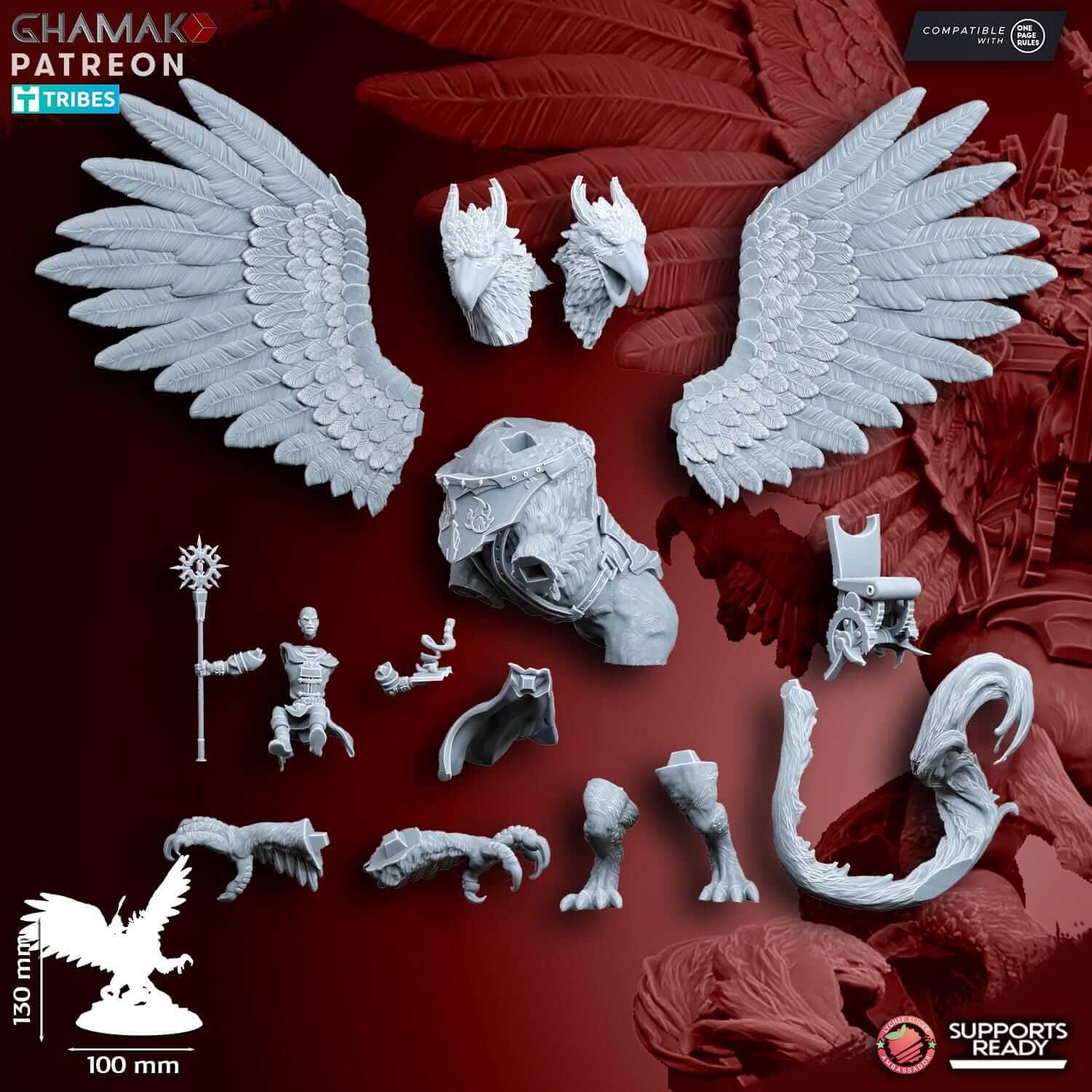 Supreme Wizard on Two-headed Gryphon - Miniatures by Ghamak