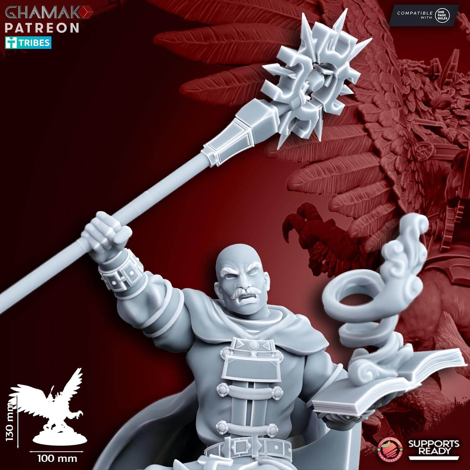 Supreme Wizard on Two-headed Gryphon - Miniatures by Ghamak