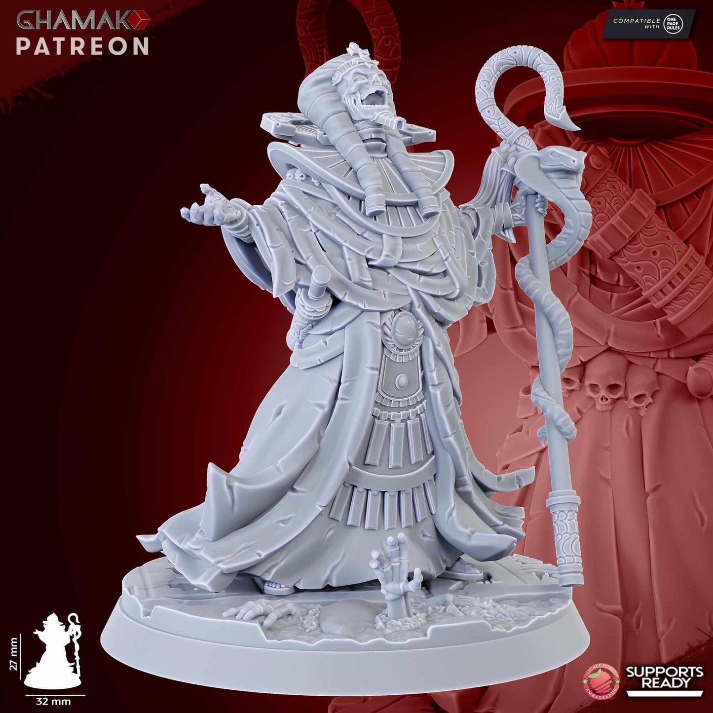 Deathsun priest - Mummy Lord - Kings of the Lost Tombs - Miniatures by Ghamak