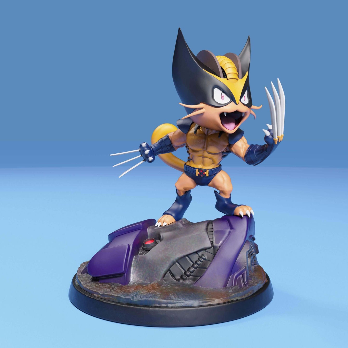 Meowth Wolverine - Pokemon - Marvel - Collectible Fanart Statue - Bendy Buddies