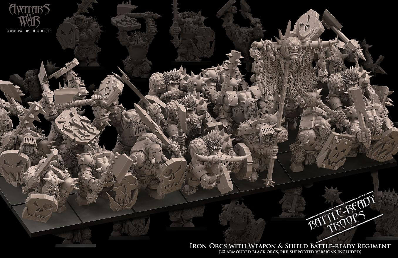 Iron Orcs with Weapon and Shield Regiment - Avatars of War