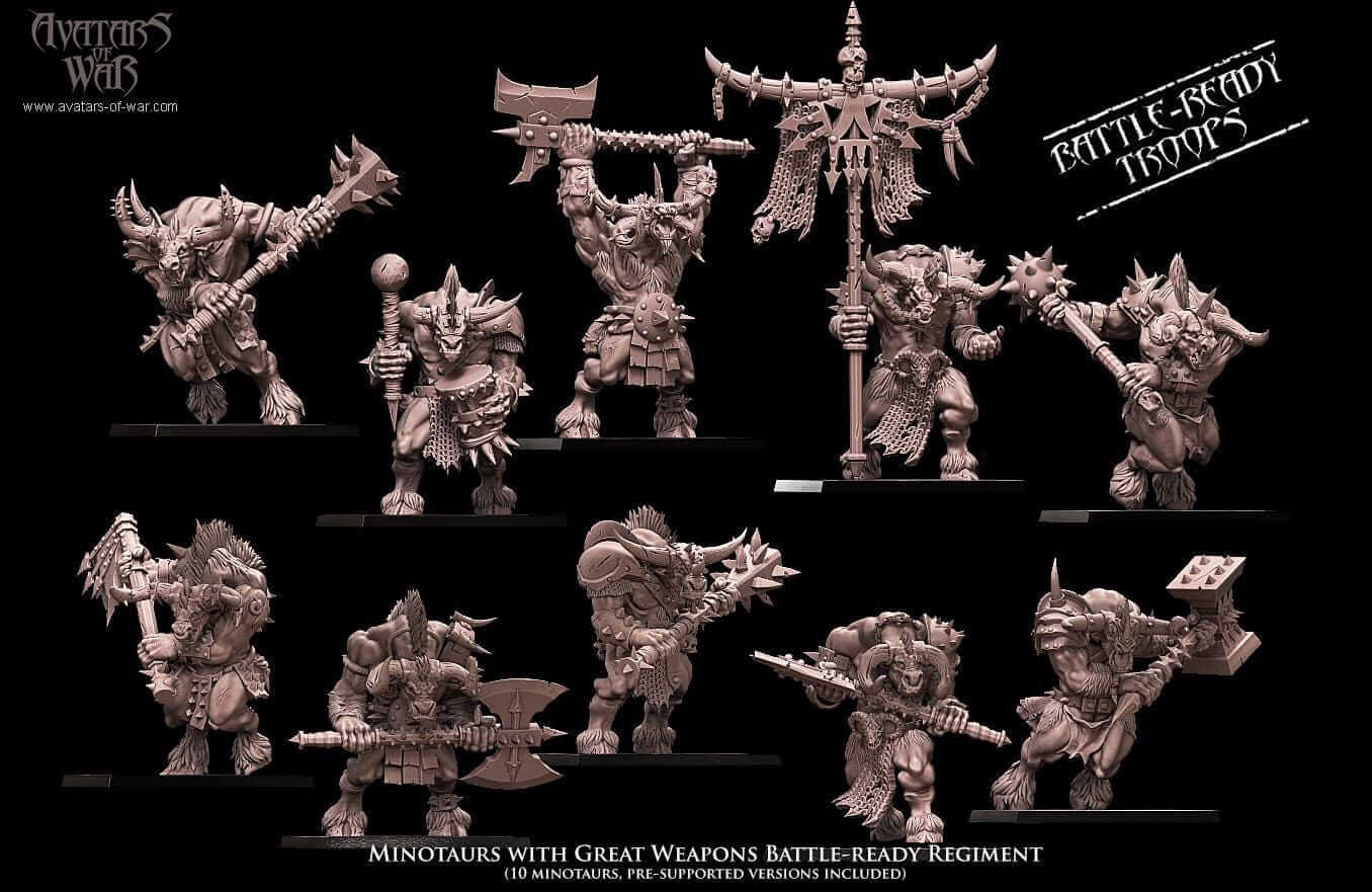 Minotaurs with great weapons Regiment - Avatars of War