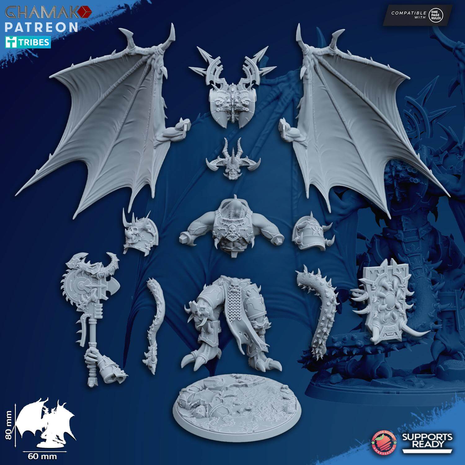 Winged Demonic Lord - Grimdark Void Marine -Ghamak Miniatures