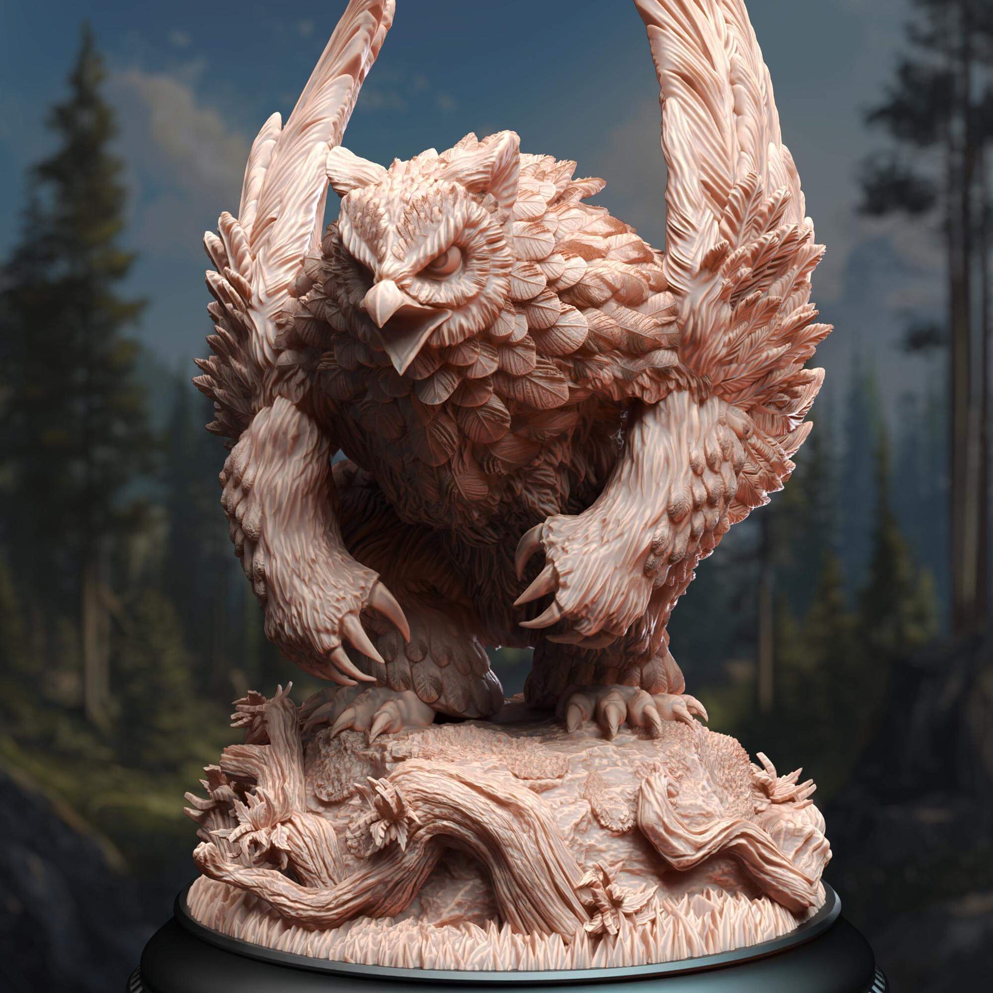 Northern Masked Owlbear - Sonatus Noctursa - 3D Printed Resin RPG/Tabletop/Boardgames Miniature DM Stash