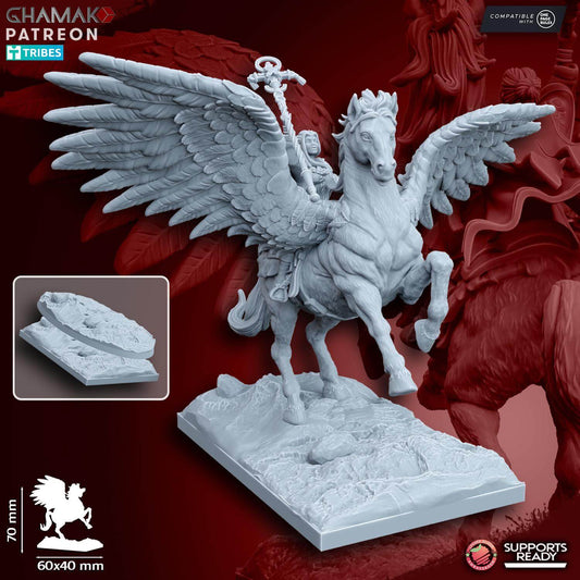 Sunev (Life Magic) Wizard on Pegasus/foot - Miniatures by Ghamak