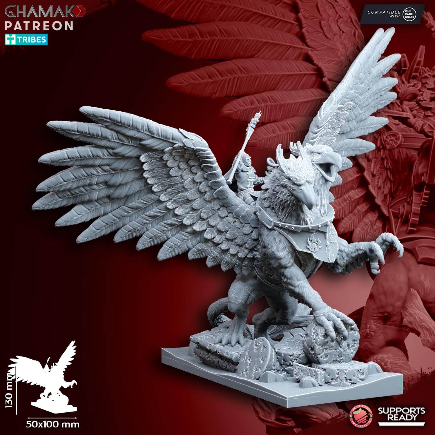 Supreme Wizard on Two-headed Gryphon - Miniatures by Ghamak