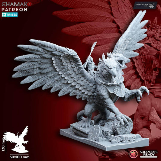 Supreme Wizard on Two-headed Gryphon - Miniatures by Ghamak