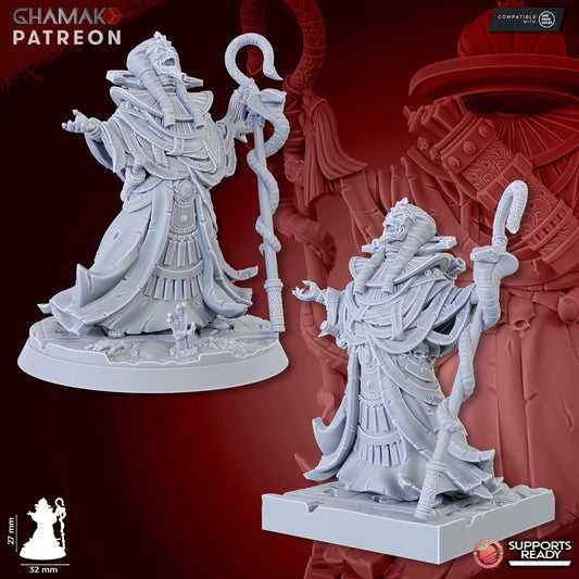 Deathsun priest - Mummy Lord - Kings of the Lost Tombs - Miniatures by Ghamak
