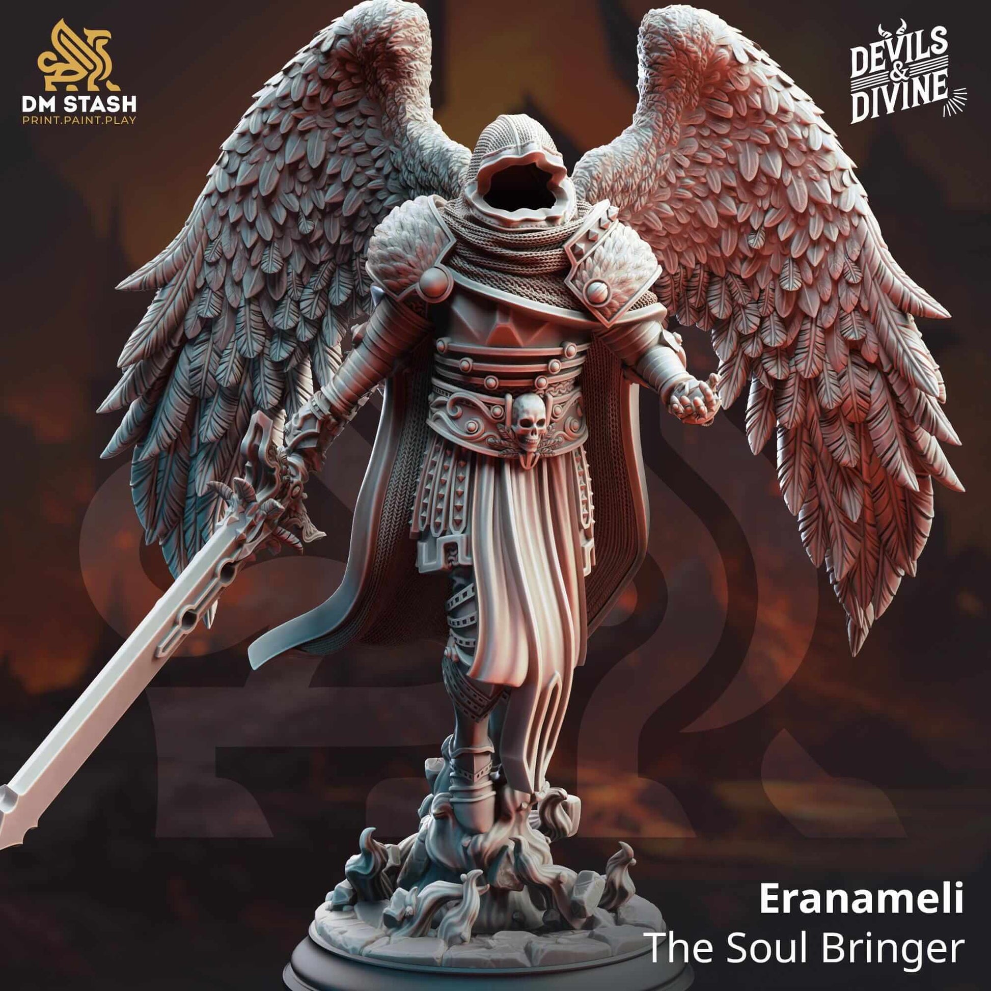 Soulreaper Angel - Eranemeli the Soulbringer - 3D Printed Resin RPG/Tabletop/Boardgames Miniature DM Stash