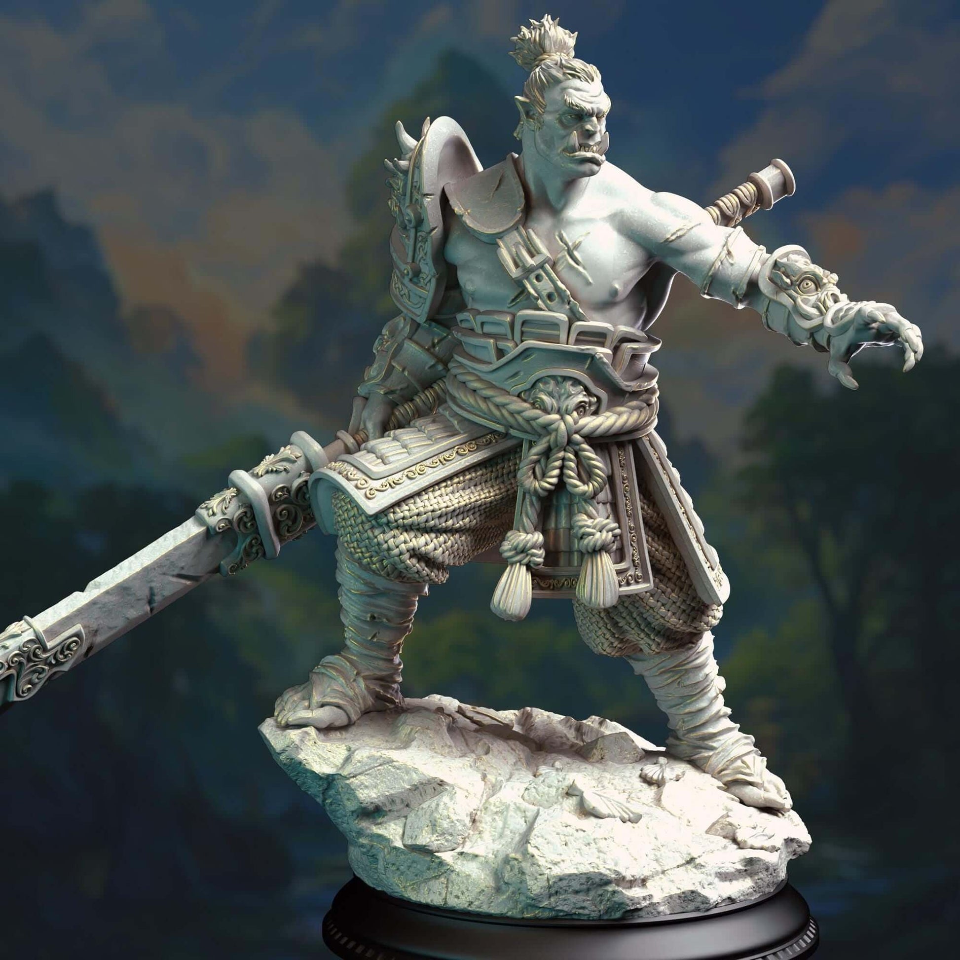Eastern Orc Battlemaster - Bao Long - 3D Printed Resin RPG/Tabletop/Boardgames Miniature DM Stash