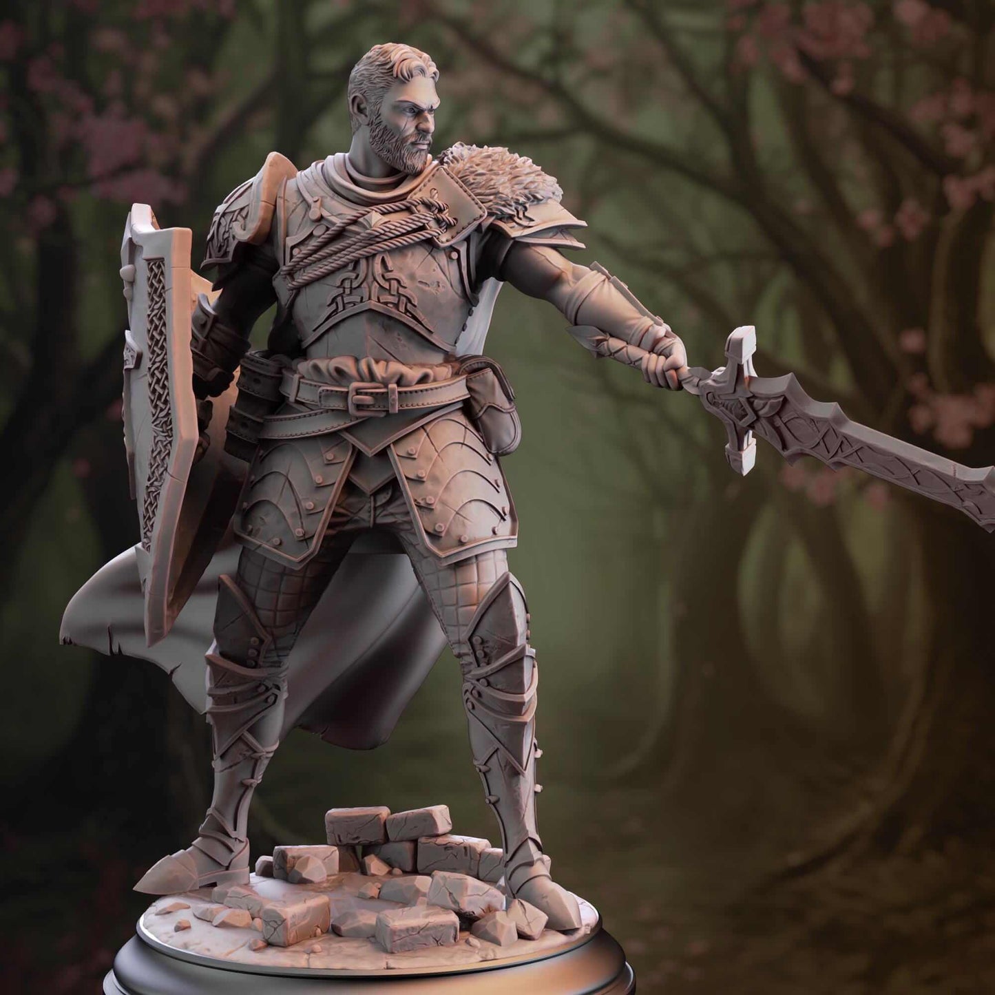 Nordic Nature Paladin - Lizarin - 3D Printed Resin RPG/Tabletop/Boardgames Miniature DM Stash