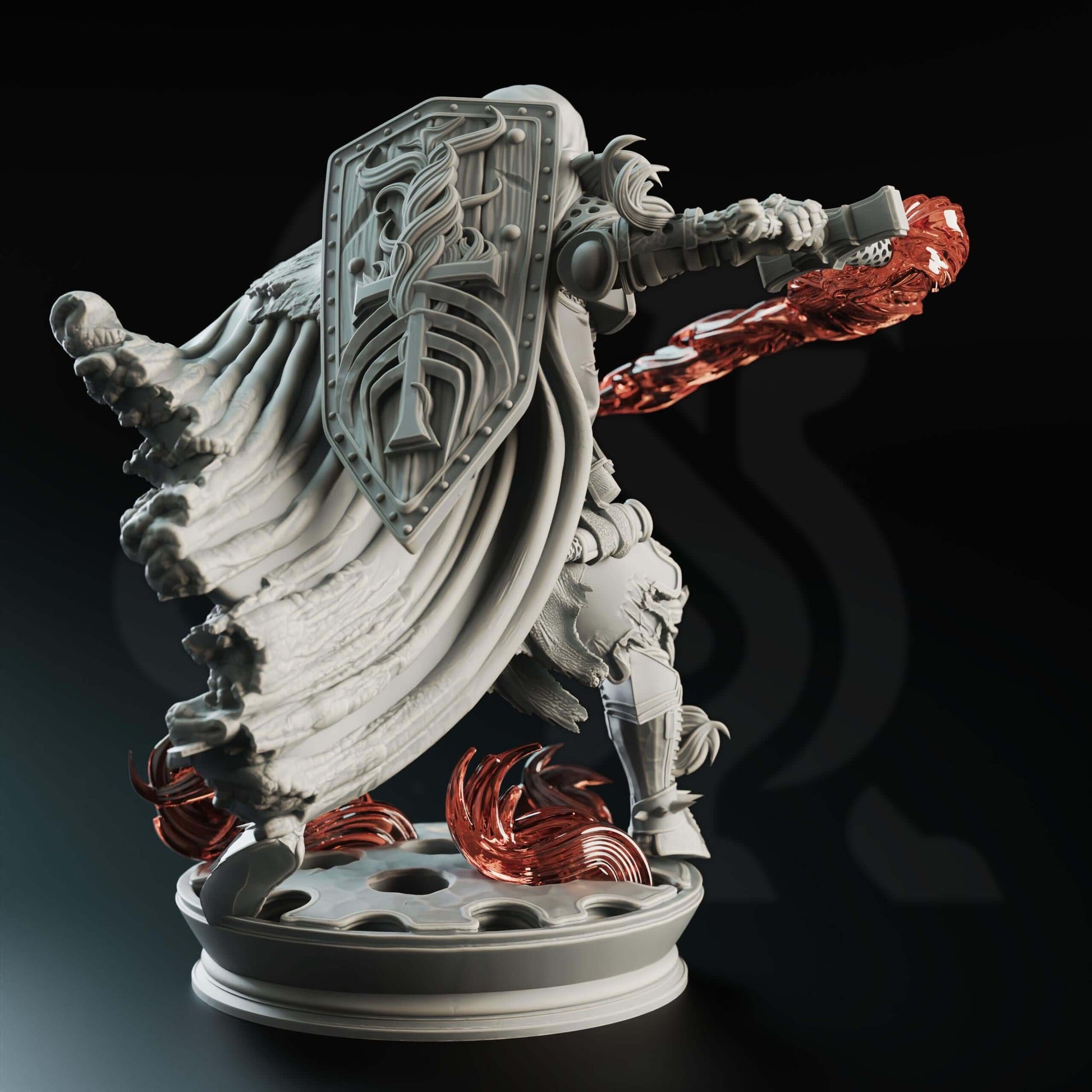 Fire Genasi Crusader Paladin - Embernos - 3D Printed Resin RPG/Tabletop/Boardgames Miniature DM Stash