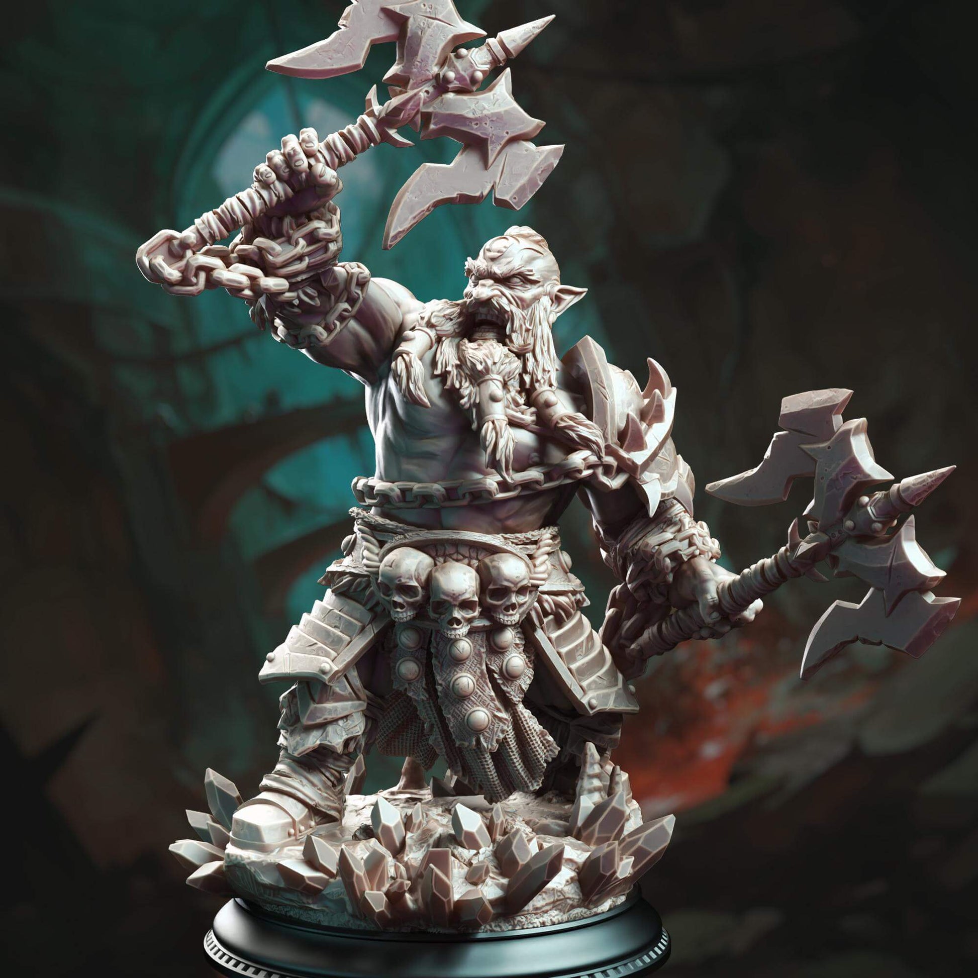 Dark Dwarf Berserker Barbarian - Korthart the Hateful Heart - 3D Printed Resin RPG/Tabletop/Boardgames Miniature DM Stash