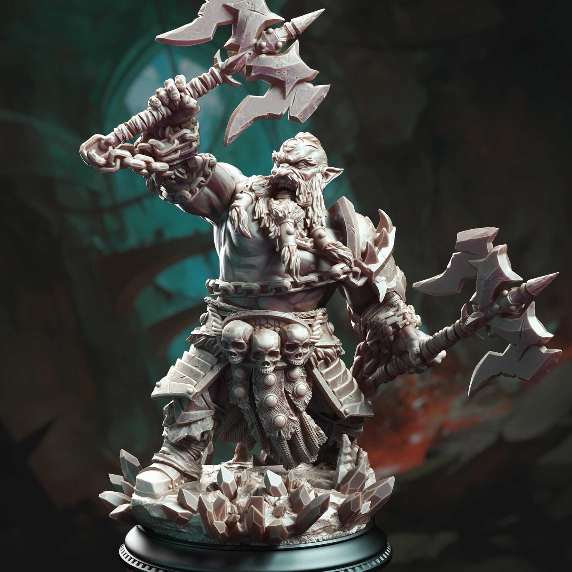 Dark Dwarf Berserker Barbarian - Korthart the Hateful Heart - 3D Printed Resin RPG/Tabletop/Boardgames Miniature DM Stash