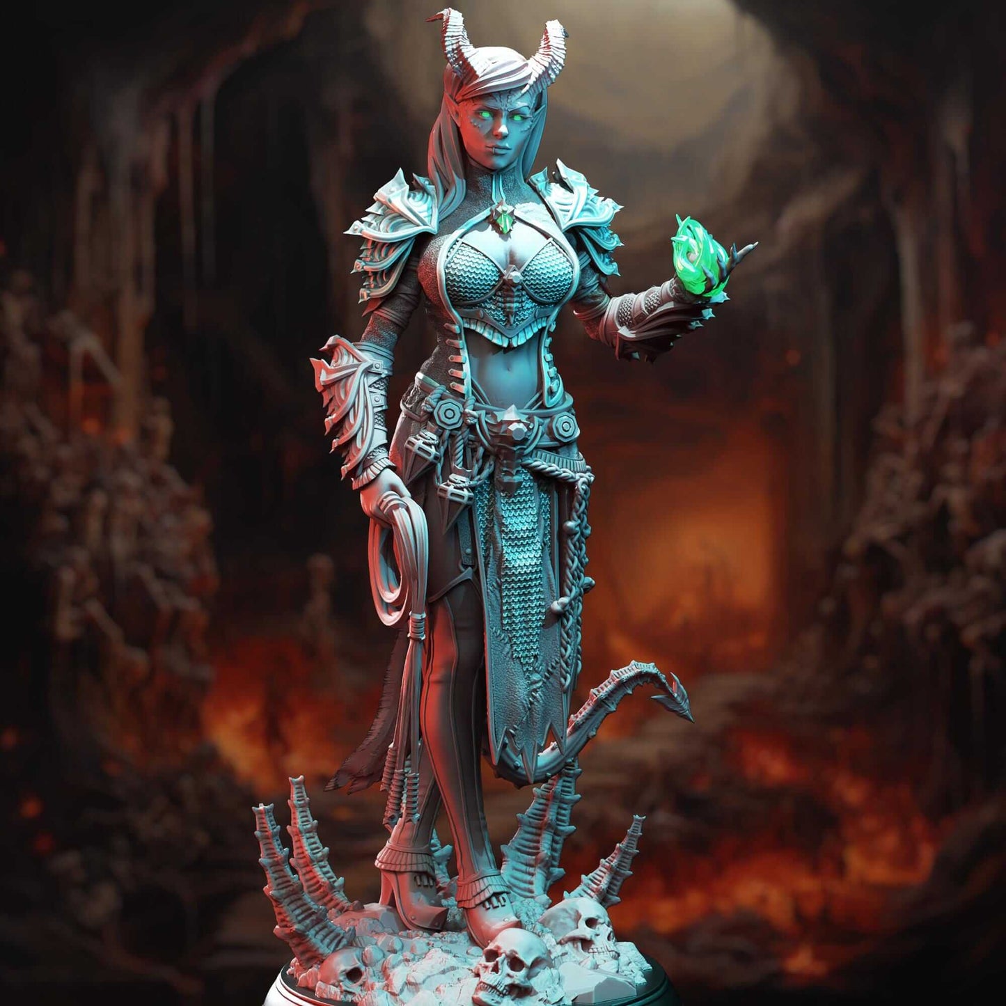 Tiefling Fiend Warlock - Skardi of the Third - 3D Printed Resin RPG/Tabletop/Boardgames Miniature DM Stash