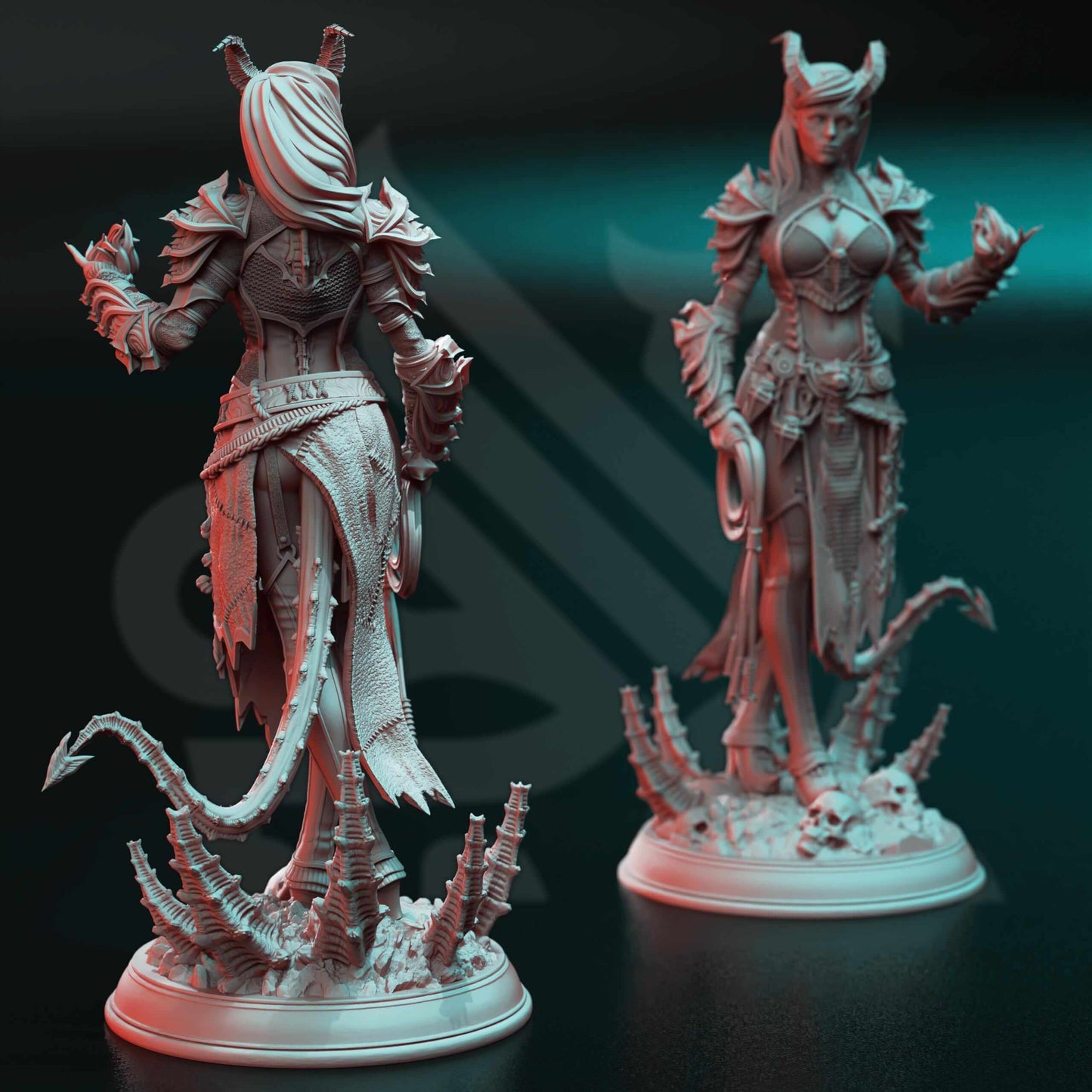 Tiefling Fiend Warlock - Skardi of the Third - 3D Printed Resin RPG/Tabletop/Boardgames Miniature DM Stash